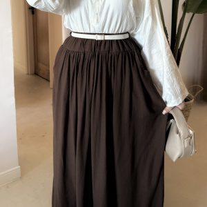 Linen Skirt - Brown