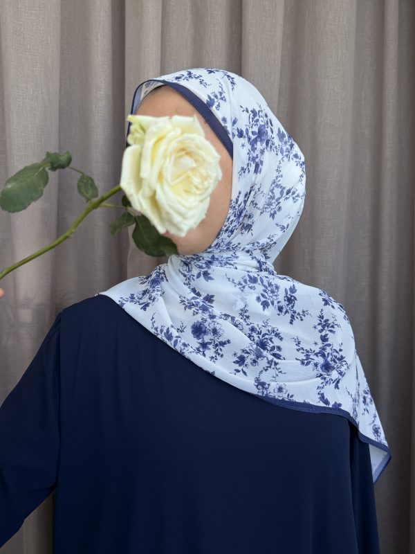 Foulard Fleuri - Bleu Nuit