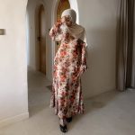 The Apricot & Brown Floral Dress đ