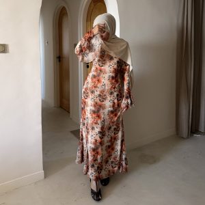 The Apricot & Brown Floral Dress 🍑