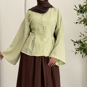 Stripped Linen Blouse - Green 🌱