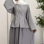 Stripped Linen Blouse - Grey đ©¶