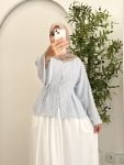 Stripped Linen Blouse - Light Blue ✨